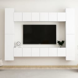 10-cz. zestaw szafek tv, biały, płyta wiórowa