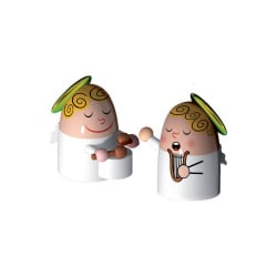 2 figurki, aniołki z bębenkiem i harfą