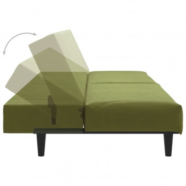 2-os. kanapa z podnóżkiem, jasnozielona, tapicerowana aksamitem
