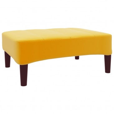 2-os. kanapa z podnóżkiem, żółta, tapicerowana aksamitem