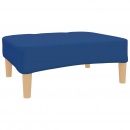 2-osobowa kanapa z podnóżkiem, niebieska, tapicerowana tkaniną