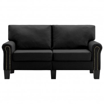 2-osobowa sofa, czarna, tapicerowana tkaniną