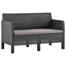 2-osobowa sofa ogrodowa z poduszkami, antracytowa, rattan pp