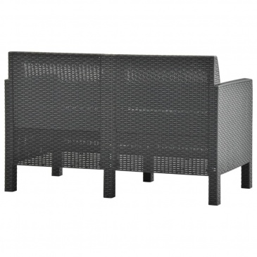 2-osobowa sofa ogrodowa z poduszkami, antracytowa, rattan pp