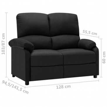 2-osobowa sofa rozkładana, czarna, tapicerowana tkaniną