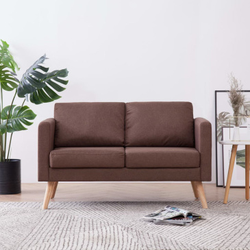 2-osobowa sofa tapicerowana tkaniną brązowa