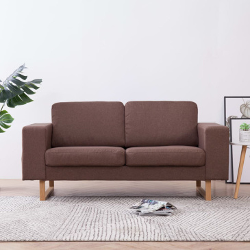 2-osobowa sofa tapicerowana tkaniną brązowa