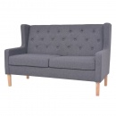 2-osobowa sofa tapicerowana tkaniną, szara
