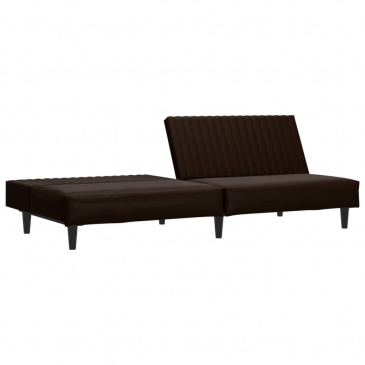 2-osobowa sofa z podnóżkiem, brązowa, sztuczna skóra