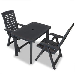 3-cz. zestaw mebli bistro, plastik, antracytowy 3-cz. zestaw mebli bistro, plastik, antracytowy