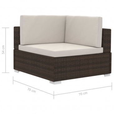 3-częściowa sofa do ogrodu, z poduszkami, polirattan, brązowa