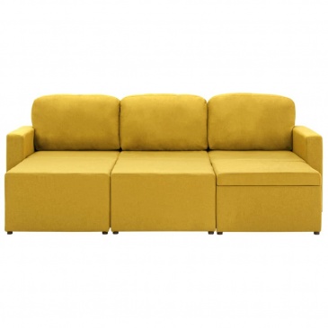 3-osobowa kanapa modułowa, żółta, tkanina