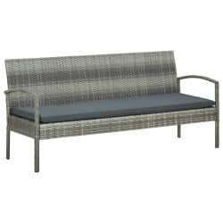 3-osobowa sofa ogrodowa z poduszką, polirattan, szara