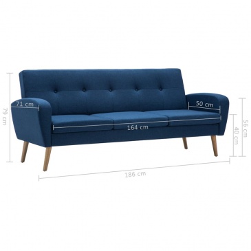 3-osobowa sofa tapicerowana niebieska