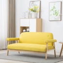 3-osobowa sofa tapicerowana tkaniną żółta