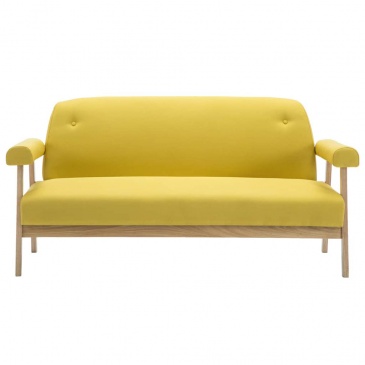 3-osobowa sofa tapicerowana tkaniną żółta