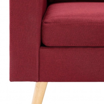 3-osobowa sofa z podnóżkiem winna czerwień tapicerowana tkaniną