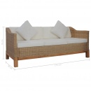 3-osobowa sofa z poduszkami, naturalny rattan