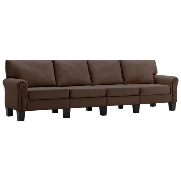 4-osobowa sofa, brązowa, tapicerowana tkaniną