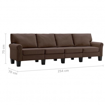 4-osobowa sofa, brązowa, tapicerowana tkaniną