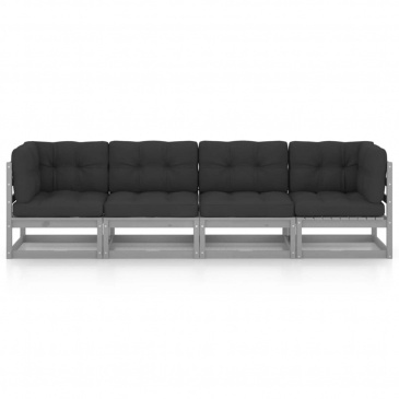 4-osobowa sofa ogrodowa z poduszkami, lite drewno sosnowe