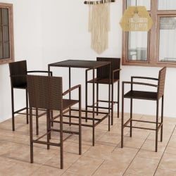 5-cz. zestaw mebli barowych do ogrodu, rattan pe, brązowy