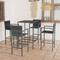 5-cz. zestaw mebli barowych do ogrodu, rattan pe, szary