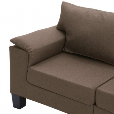 5-osobowa sofa, brązowa, tapicerowana tkaniną
