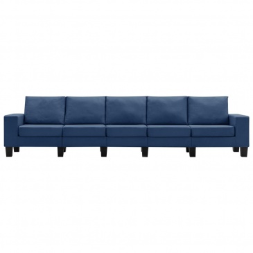 5-osobowa sofa, niebieska, tapicerowana tkaniną