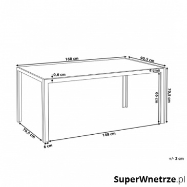 Aluminiowe meble ogrodowe czarne 160 x 90 cm dla 6 osób Bassedas