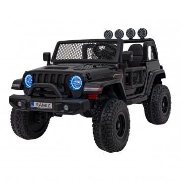 Auto terenowe off-road 3.0 dla dzieci czarny + pilot + wolny start + pasy + audio led