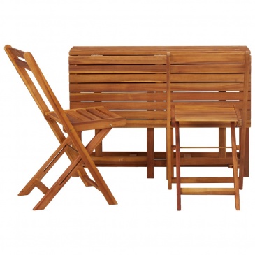Balkonowy stół z donicą i 2 krzesłami bistro, drewno akacjowe