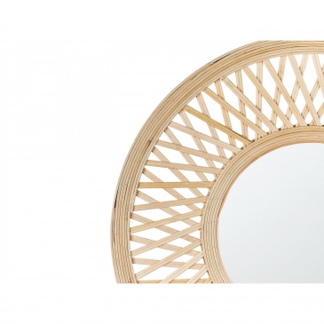 Bambusowe okrągłe lustro ścienne ø 60 cm naturalne BACATA