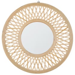 Bambusowe okrągłe lustro ścienne ø 60 cm naturalne BACATA