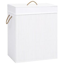 Bambusowy kosz na pranie, biały, 100 L