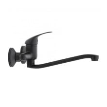 Bateria kuchenna ścienna czarna kran obrotowy długi