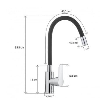 Bateria kuchenna stojąca elastyczna wylewka kran czarny
