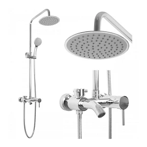 Bateria prysznicowa z deszczownicą natynkowy z wylewką panel prysznicowy chrom - Yoka Bateria prysznicowa z deszczownicą natynkowy z wylewką panel prysznicowy chrom - Yoka