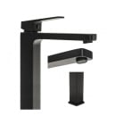 Bateria umywalkowa łazienkowa stojąca czarna wysoka kran kwadrat mat - Yoka