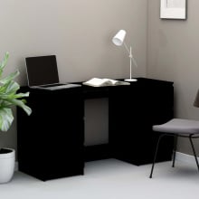 Biurko, czarne, 140x50x77 cm, płyta wiórowa