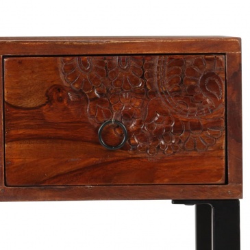 Biurko z drewna sheesham i prawdziwej skóry, 117 x 50 x 76 cm