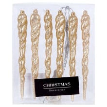 Bombki choinkowe sople akrylowe złote zestaw 6 szt. 12 cm