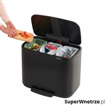 Kosz na śmieci kuchenny 3x11l Brabantia Bo Pedal Bin czarny mat