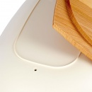 Chlebak pojemnik na pieczywo z drewnianą deską kremowy 39x23,5x15,5 cm