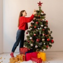 Czubek szpic ozdobny na choinkę gwiazda czerwona brokatowa święta Boże Narodzenie 19 cm