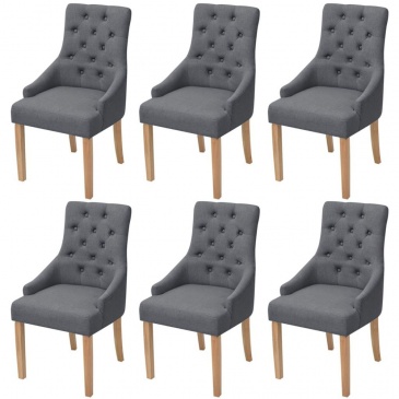 Dębowe krzesła do jadalni tapicerowane tkaniną ciemnoszare 6 szt.