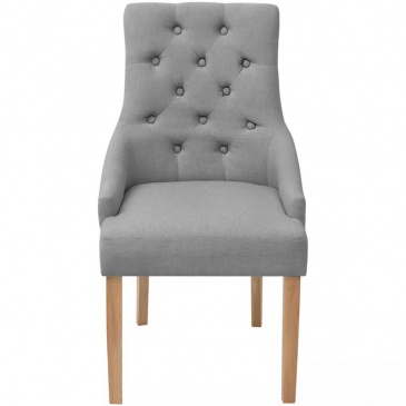 Dębowe krzesła do jadalni tapicerowane tkaniną jasnoszare 4 szt.