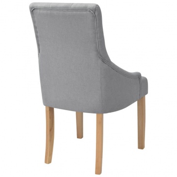Krzesła do jadalni 6 szt. dębowe tapicerowane tkaniną jasnoszare