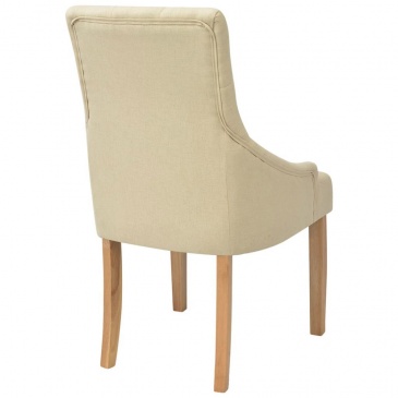Krzesła do jadalni 6 szt. dębowe tapicerowane tkaniną kremowe