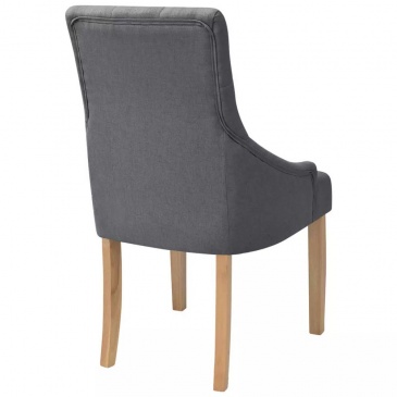 Dębowe krzesła do jadalni tapicerowane tkaniną szare, 2 szt.